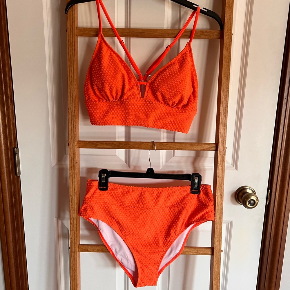 Cupshe Textured Orange Bikini